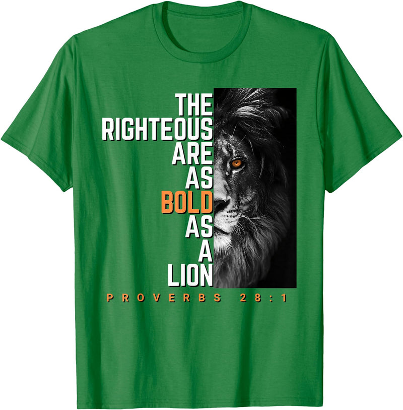 Funny The Righteous Are As Bold As A Lion Bible Verse T-Shirt - Kelly Green