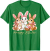 Happy Easter Women Girls Cute Bunny Rabbit Easter Day T-Shirt in Kelly Green