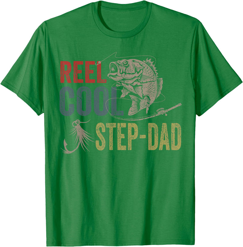 Reel Cool Step-Dad Fishing Fathers Day Tee Fishing Reel Cool Step-Dad Fishing T-Shirt - Kelly Green