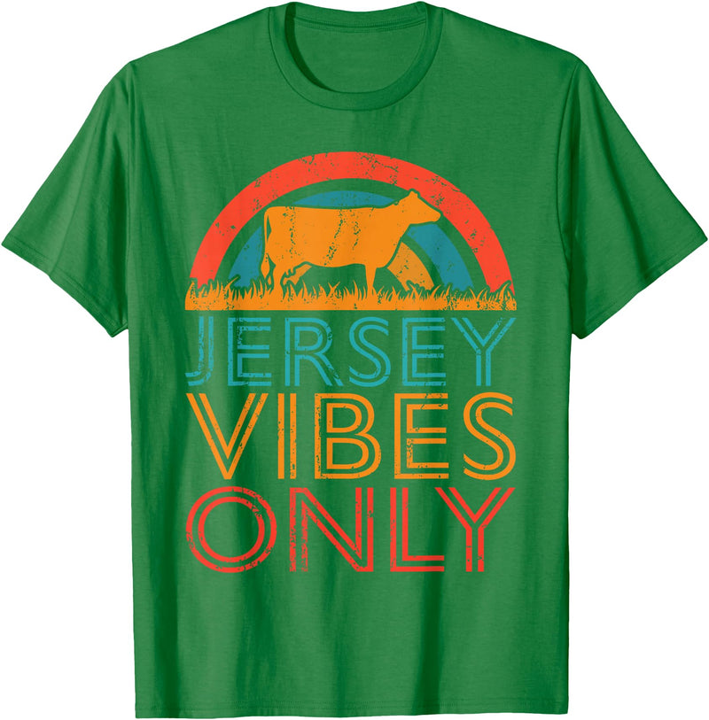 Funny Jersey Gift for Men & Women Cow Vibes Only - Cow Breeder Jersey Cattle Farmer T-Shirt - Kelly Green