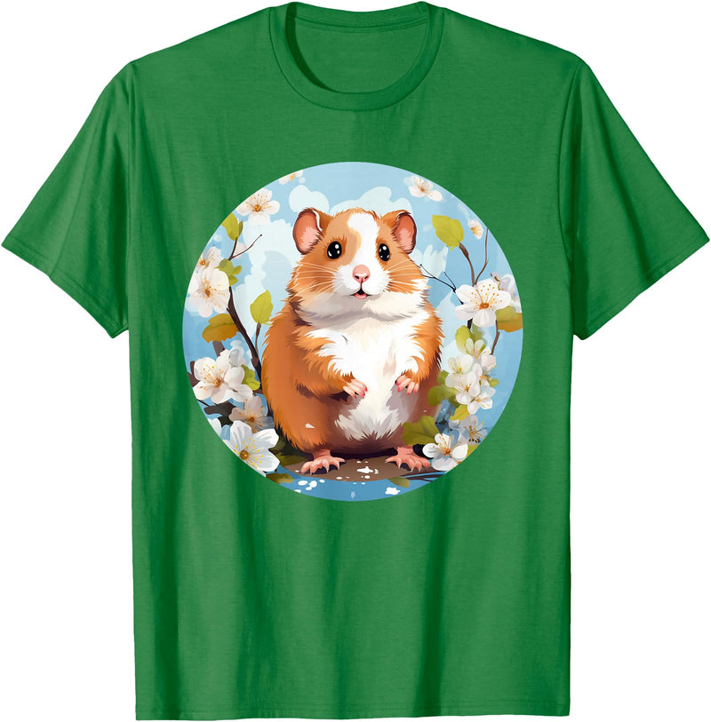 Cool Spring Flowers with Hamster for Season Lovers T-Shirt - Kelly Green