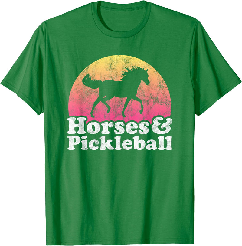 Horses and Pickleball Apparel Co Horse and Pickleball Women or Girls Horses T-Shirt - Kelly Green