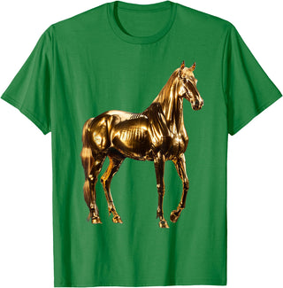 Gold Animal Design Horse Gold T-Shirt - Kelly Green