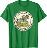 Brown County General Frog Went a Courtin Riding Horse with Sword Folk Tale T-Shirt - Kelly Green