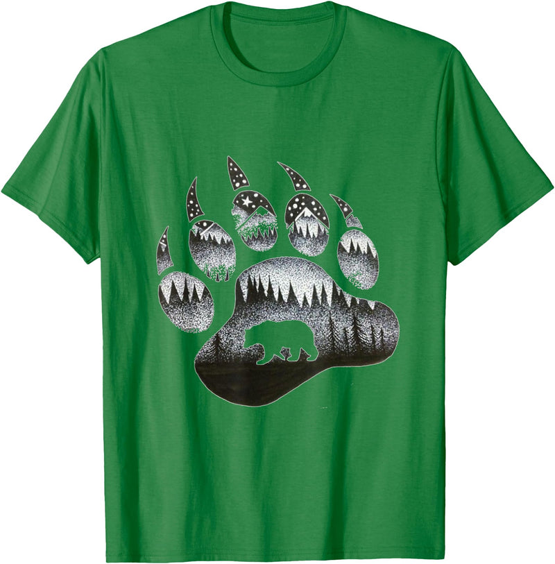One Nature Designs Touching Ghost of the Spirit Bear Paw T Shirt T-Shirt - Kelly Green