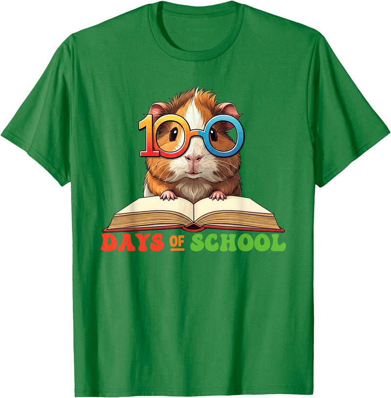 Guinea Pig Lovers 100 Days Of School Costume Kids Funny Guinea Pig 100th Day Of School Teacher Womens Mens T-Shirt - Kelly Green