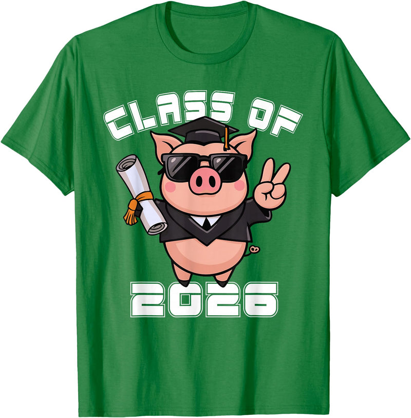 Peace Sign Hand Animal Class of 2026 Graduation Peace Sign Hand Pig Class of 2026 Graduation T-Shirt - Kelly Green