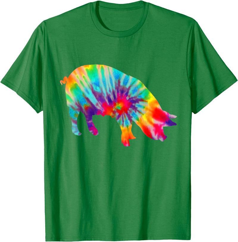 Pig Tie Dye Vintage Farmer T-Shirt - Kelly Green