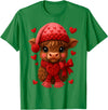 Coquette Bow Highland Cow Valentine Women Girls. Highland Cow Valentines Day Funny Hearts Valentine Cow Women T-Shirt -