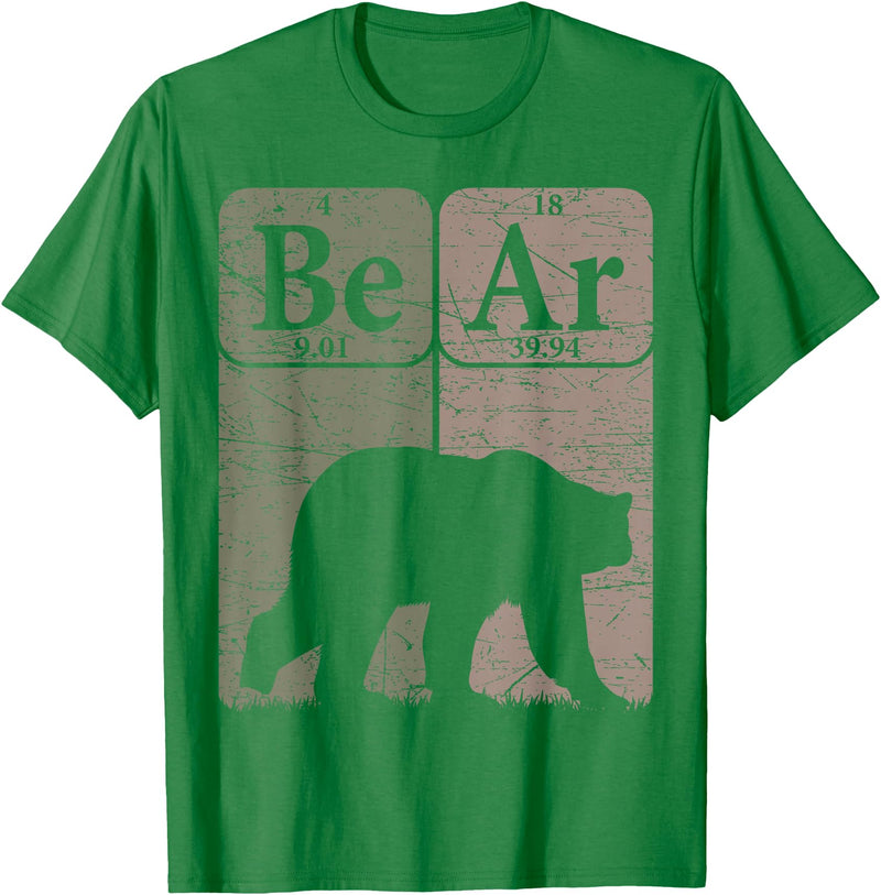Bear Periodic Chemistry Elements Retro Arctophile Bear Periodic Table Elements Grizzly Bear Vintage Arctophile T-Shirt - Kelly Green