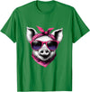 Fashionable Animals Wearing Pink Bandanas Pig Wearing A Pink Bandana Headband And Sunglasses T-Shirt - Kelly Green