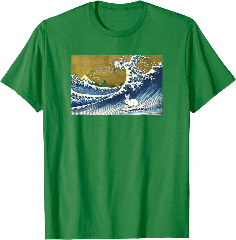 Funny Retro Vintage Surfing a Great Wave Pet Rabbit Lover Hoodie in Kelly Green