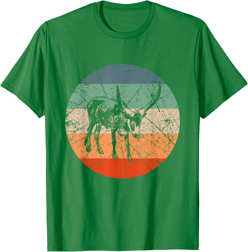 Retro Watusi Gift for Men, Women, Dad & Mom Retro Cow Silhouette - Cattle Farmer Vintage Watusi T-Shirt - Kelly Green
