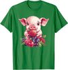 Cute Pig Eating Strawberries And Berries Fun Adorable Pig With Strawberries And Berries T-Shirt - Kelly Green