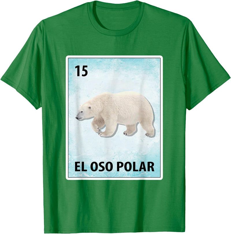 Polar Bear Mexican Tee El Oso Polar Mexican Polar Bear Cards T-Shirt - Kelly Green