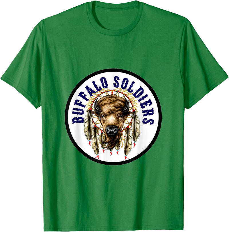 Mostly Art Stuff The Buffalo Soldiers of 1886 Dreamcatcher Art T-Shirt - Kelly Green