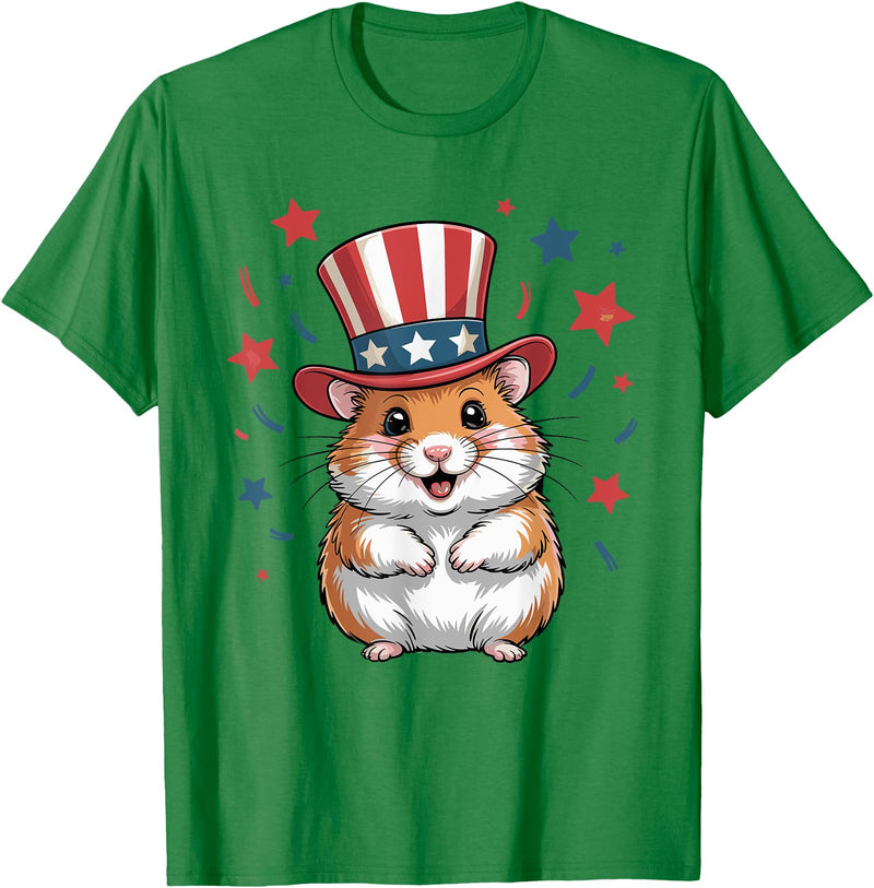 Patriotic Hamster Animals Lovers Independence 4th of July T-Shirt - Kelly Green