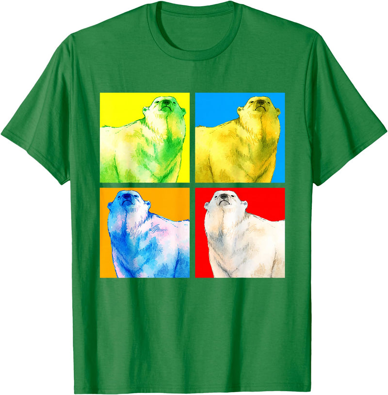 Arctic Animal Polar Bear Gifts Polar Bear Animal Lover Arctic Animal Pop Art Polar Bear T-Shirt - Kelly Green
