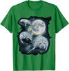 Manatee Howling Moon Manatee Sea Cow Three Manatee Howling At The Moon T-Shirt - Kelly Green