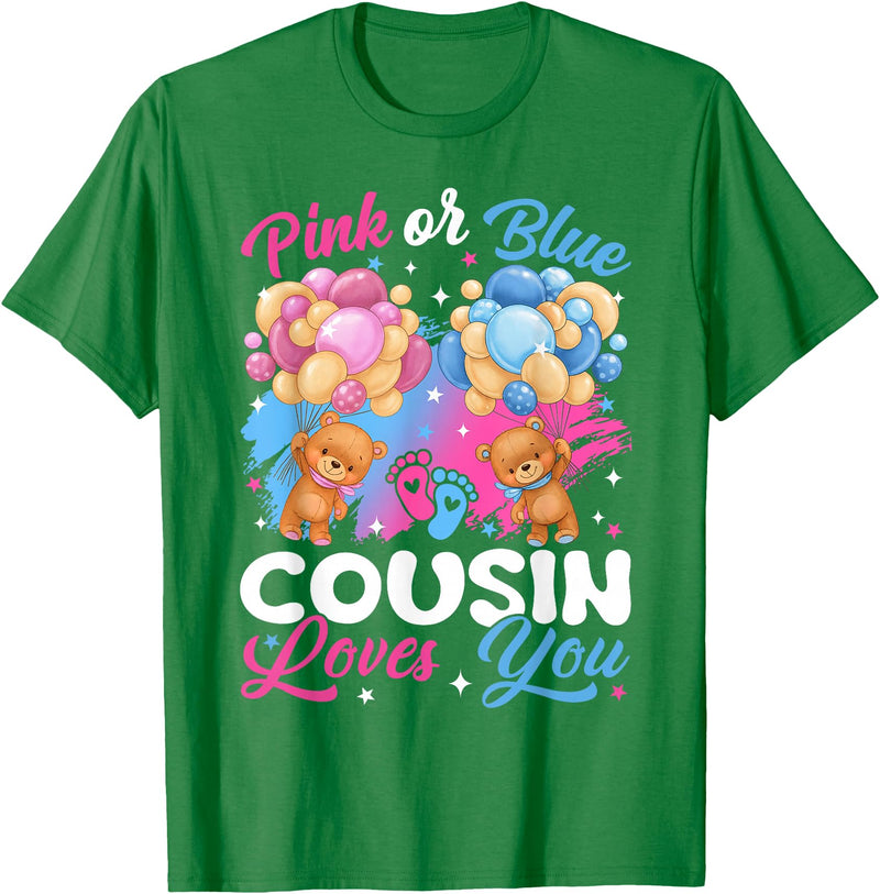 Bears Pink Or Blue Gender Reveal Bears Pink Or Blue Cousin Loves You Gender Reveal T-Shirt - Kelly Green