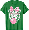 Lion Bubblegum Lion Wearing Glasses and Blowing Pink Bubble Gum T-Shirt - Kelly Green