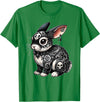 Gothic Filigree Rabbit with Skulls T-Shirt in Kelly Green