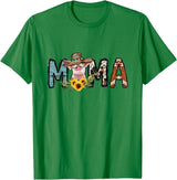 Pig Mama Pig Mom Sunflower Country Farm Life Cowhide T-Shirt - Kelly Green