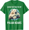 Polar Bears Polar Bear Lovers Shop Easily distracted by Polar Bears Polar Bear T-Shirt - Kelly Green