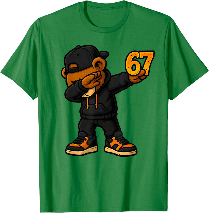 Funny Hip Hop Teddy Bear Six Seven Meme Designs Dabbing Teddy Bear 67 Meme Funny Brainrot Hip Hop Kids Boys T-Shirt - Kelly Green