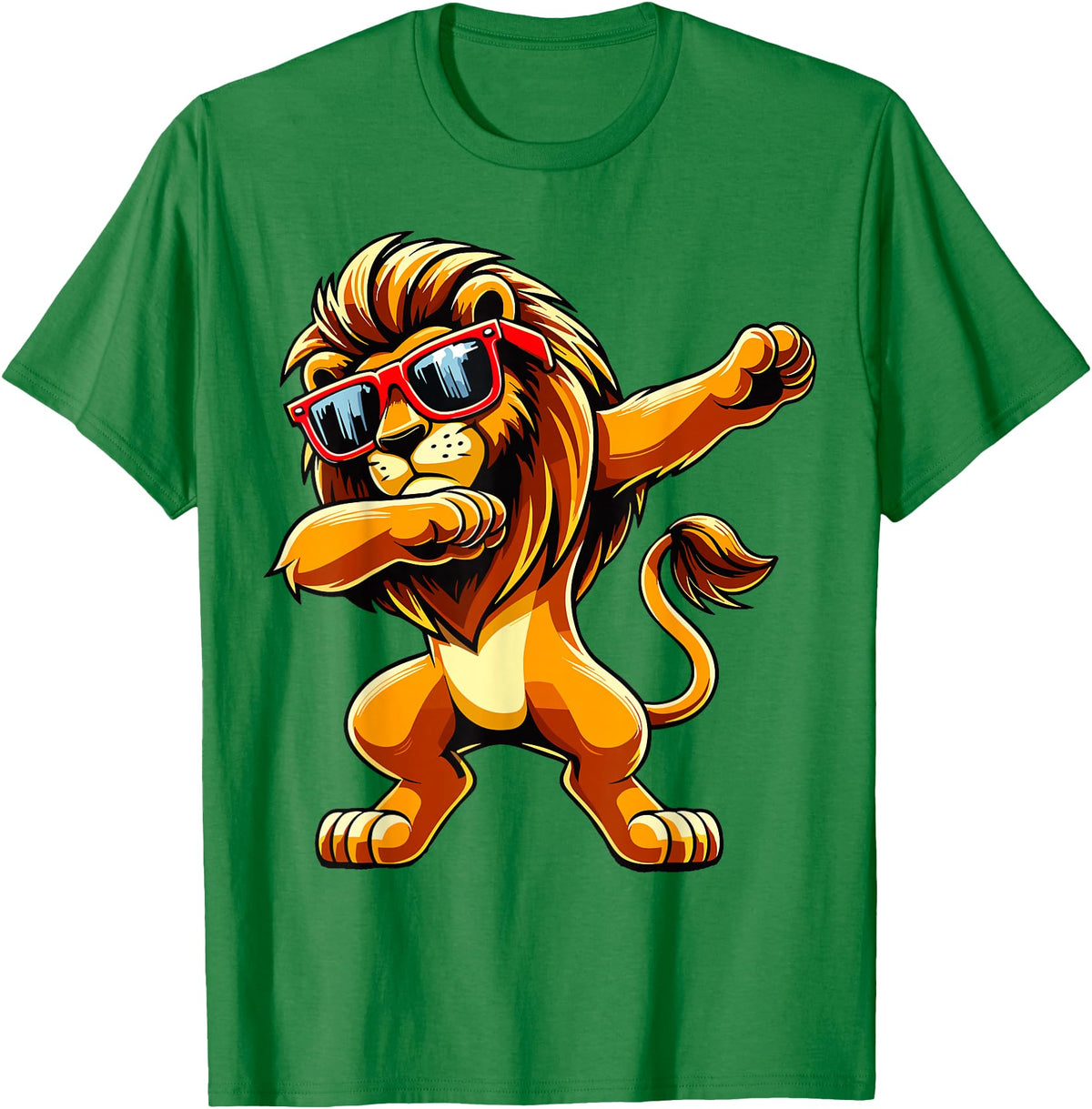 Funny Lion Lover Dabbing Lion Sunglasses T-Shirt - Kelly Green