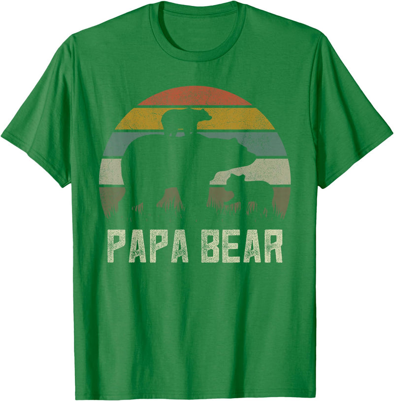 Bear Cubs Family Matching Gifts & Shirts Clothing Funny Papa Bear Shirts, Cub 2 Kids Fathers Day Grandpa T-Shirt - Kelly Green