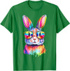 Funny Bunny Easter Rabbit Sunglasses Tie Dye Men Women Kids T-Shirt in Kelly Green