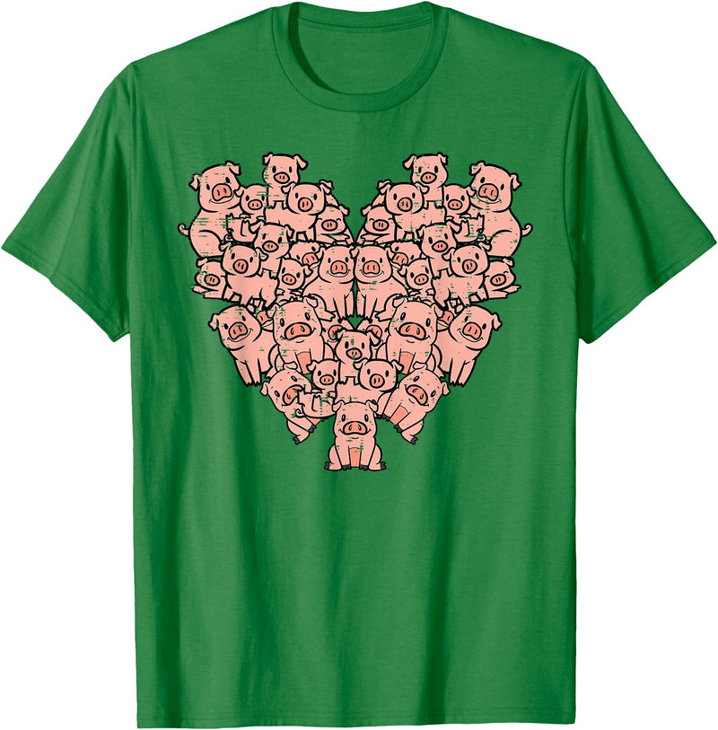 Pig Lover Shirts For Men Women Kids Pigs Heart Shape Cute Love Hog Swine Girls Kids Women Men T-Shirt - Kelly Green