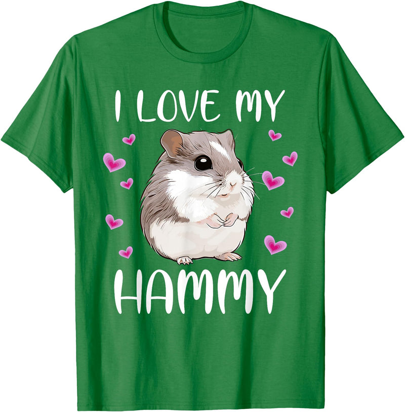 I Love My Hammy Cute Chinese Dwarf Hamster Pet Owner Graphic T-Shirt - Kelly Green