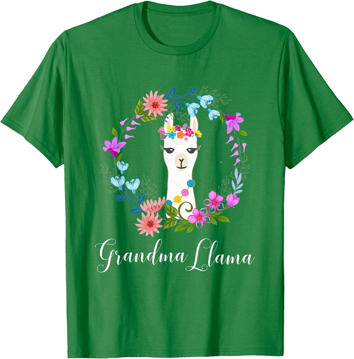 ALPACA FANS, LAMA LOVERS DESIGNS Cute Grandma Llama for Alpaca Fans T-Shirt - Kelly Green