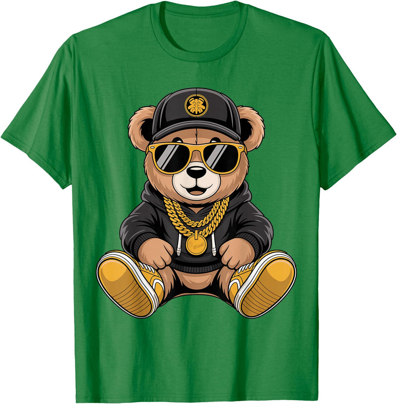 Magical and Funny Teddy Bear Gifts Cool Teddy Bear Hip Hop T-Shirt - Kelly Green