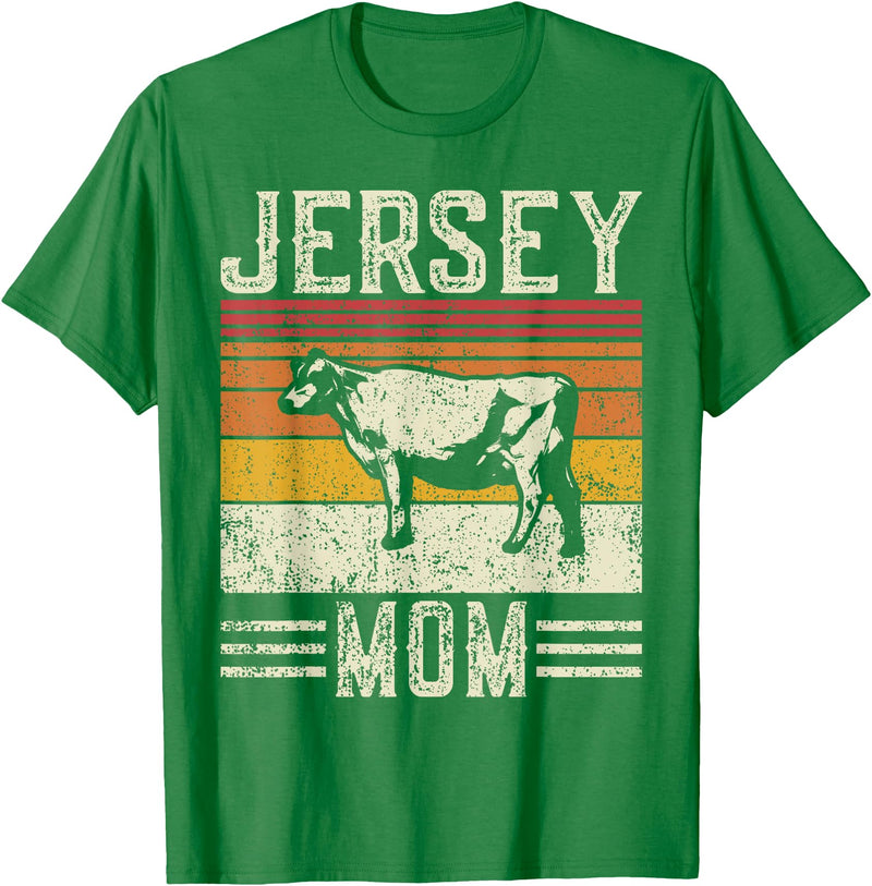 Retro Jersey Gift for Women & Farmer Best Cow Mom Women - Vintage Cattle Jersey T-Shirt - Kelly Green