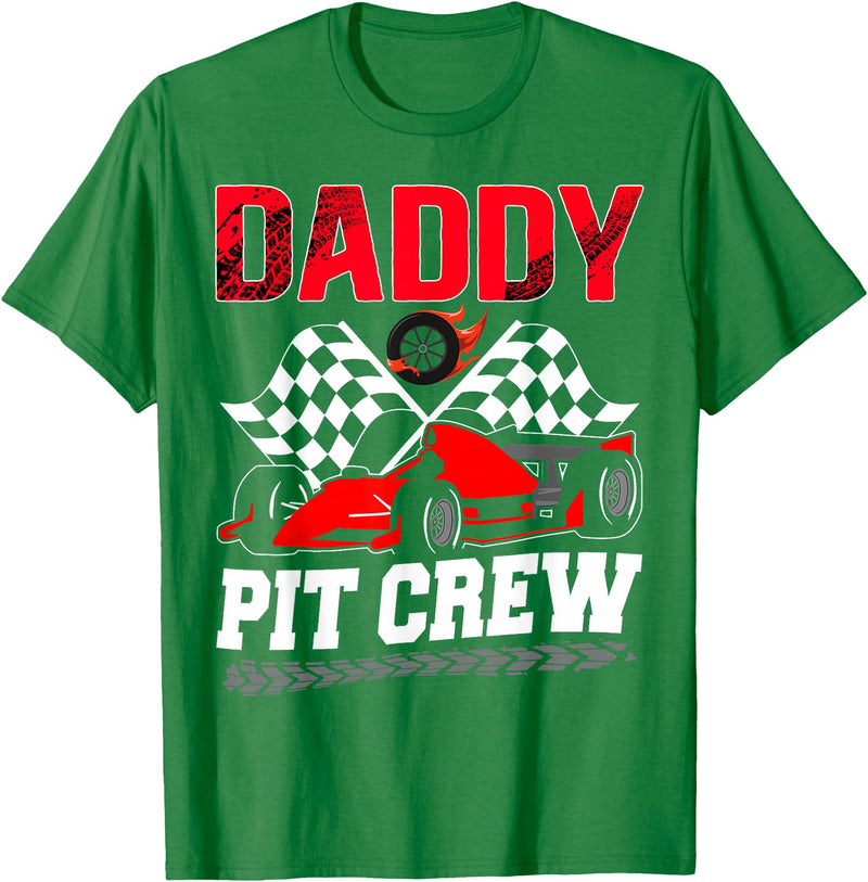 Pit Crew Birthday Boy Funny Party Family Daddy Pit Crew Racing Family Race Car Birthday Boy T-Shirt - Kelly Green