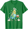 Cute Easter Bunny Rabbit with Eggs Whimsical Parakeet Design T-Shirt in Kelly Green