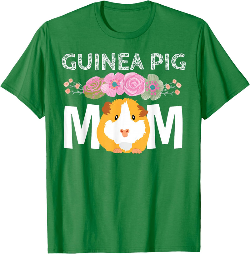 Cute Cavy Mama Breeder Fancier Piggie Accessories Guinea Pig Mom Stuff Floral Cavy Lover T-Shirt - Kelly Green