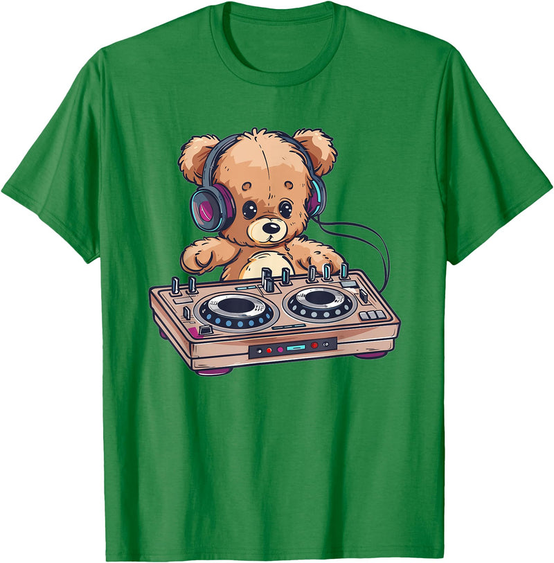 Colorful Teddy Art I Kids Teddy Bear Cute Teddy DJ T-Shirt - Kelly Green