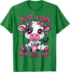 Cute Cow Lover Cow Just A Girl Who Loves Cows T-Shirt - Kelly Green