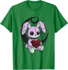 Creepy Cute Bunny Goth Heart Spiderweb Alt Pastel Rabbit T-Shirt in Kelly Green