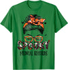 TeeaxArt Spooky Halloween Gifts Messy Bun Spooky Medical Records Pumpkin Halloween Bat T-Shirt - Kelly Green