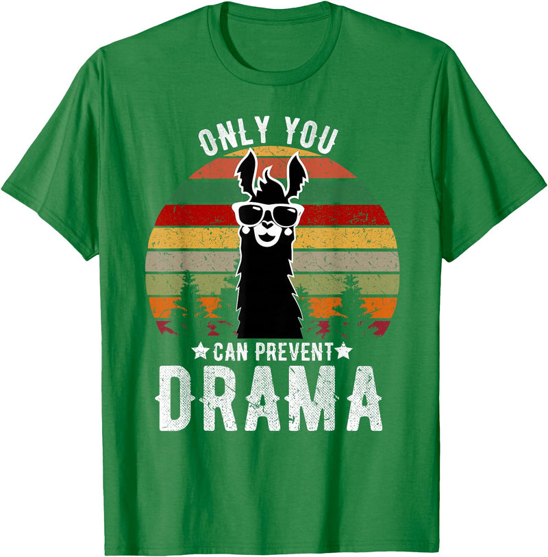 BR - LLAMA Tshirts Vintage Only You can Prevent Drama Llama T-Shirt - Kelly Green