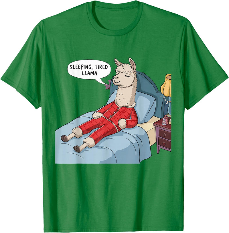 Alpaca shirt Family Llama Pjs Clothes Alpaca Llama with Red Buffalo Plaid Pajamas Girl Boy Llama T-Shirt - Kelly Green