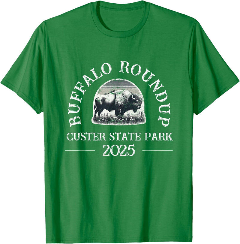 Southridge Design 2025 Custer State Park Buffalo Roundup - Distressed T-Shirt - Kelly Green