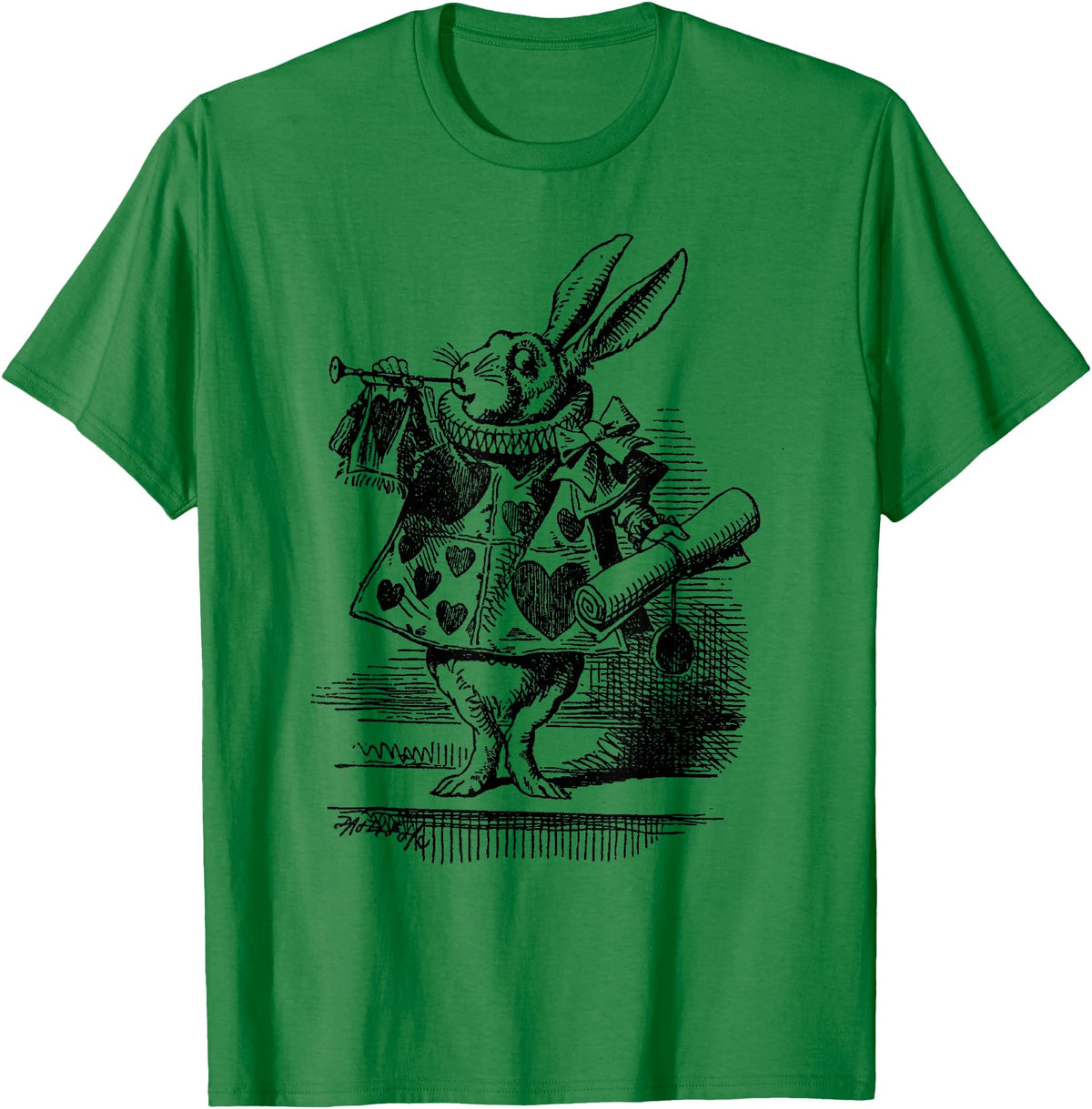Cute Rabbit Lover Bunny Graphic T-Shirt (Slate Grey) in Kelly Green