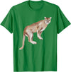 Watercolour Mountain Lion Panther Cougar Cat Lover Watercolour Mountain Lion Animal Art Nature Wildlife Art T-Shirt - Kelly Green