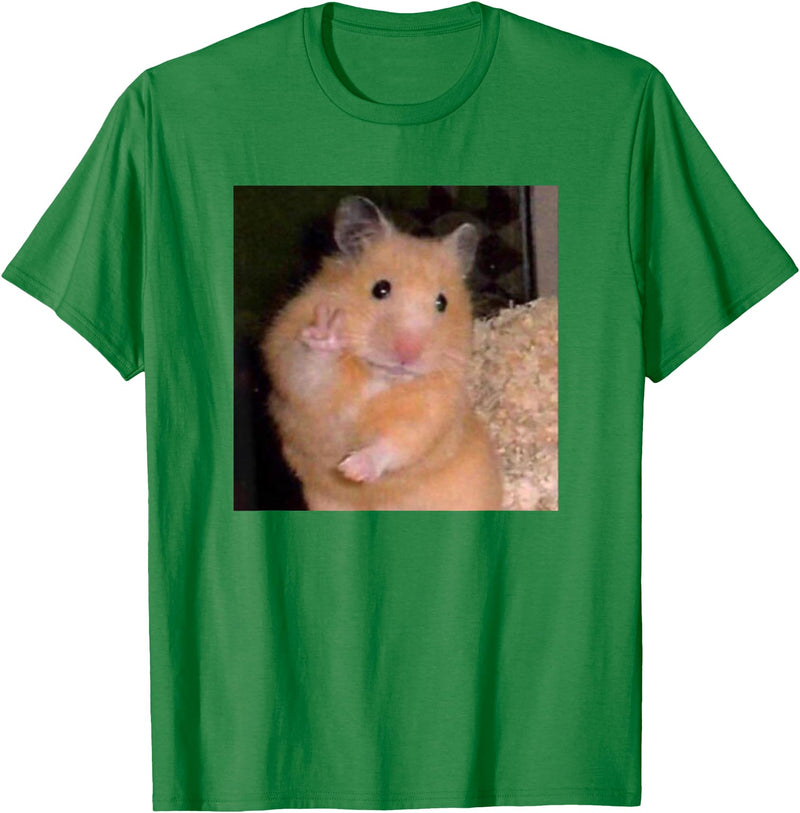Hamster Meme Peace Sign Funny Pet Owner Trendy T-Shirt - Kelly Green